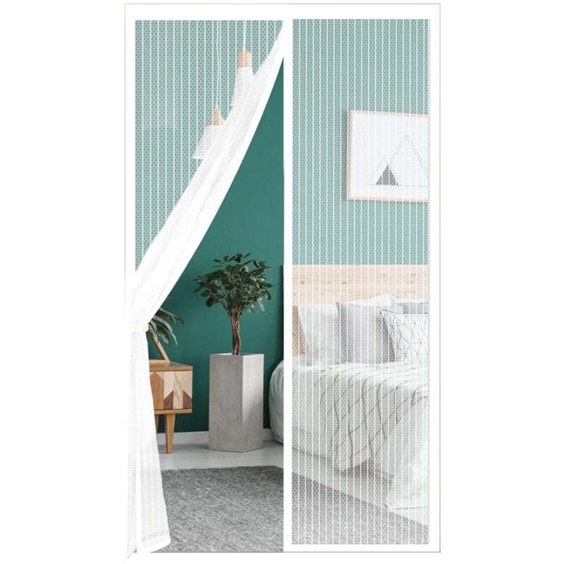 Moskitiera na drzwi z zamknięciem magnetycznym Automatyczne zamykanie Ultra drobna siatka na drzwi Zasłona drzwi przeciw muchom bez wiercenia Biała