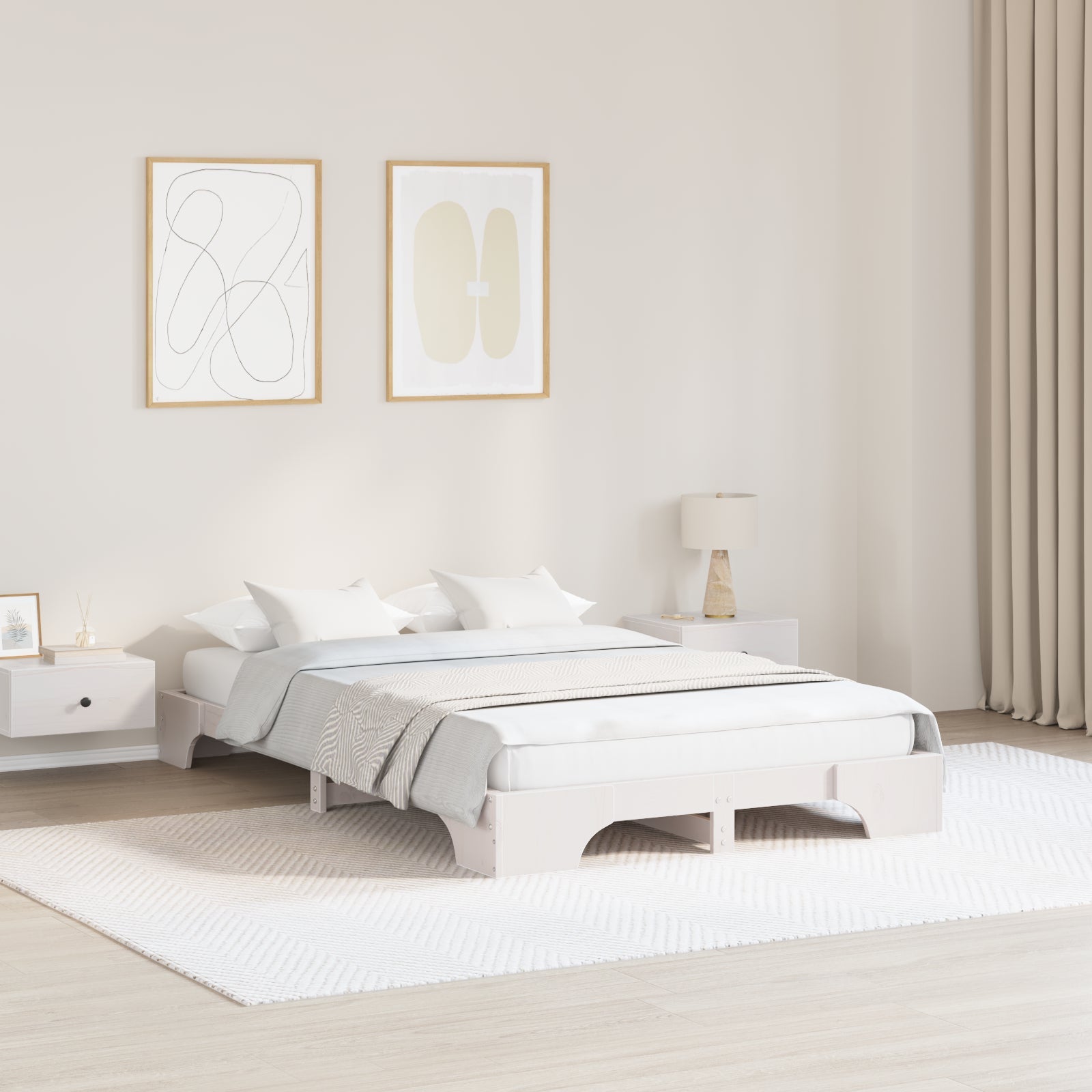 Ramka łóżka Biały 120 x 190 cm Lite drewno sosnowe vidaXL