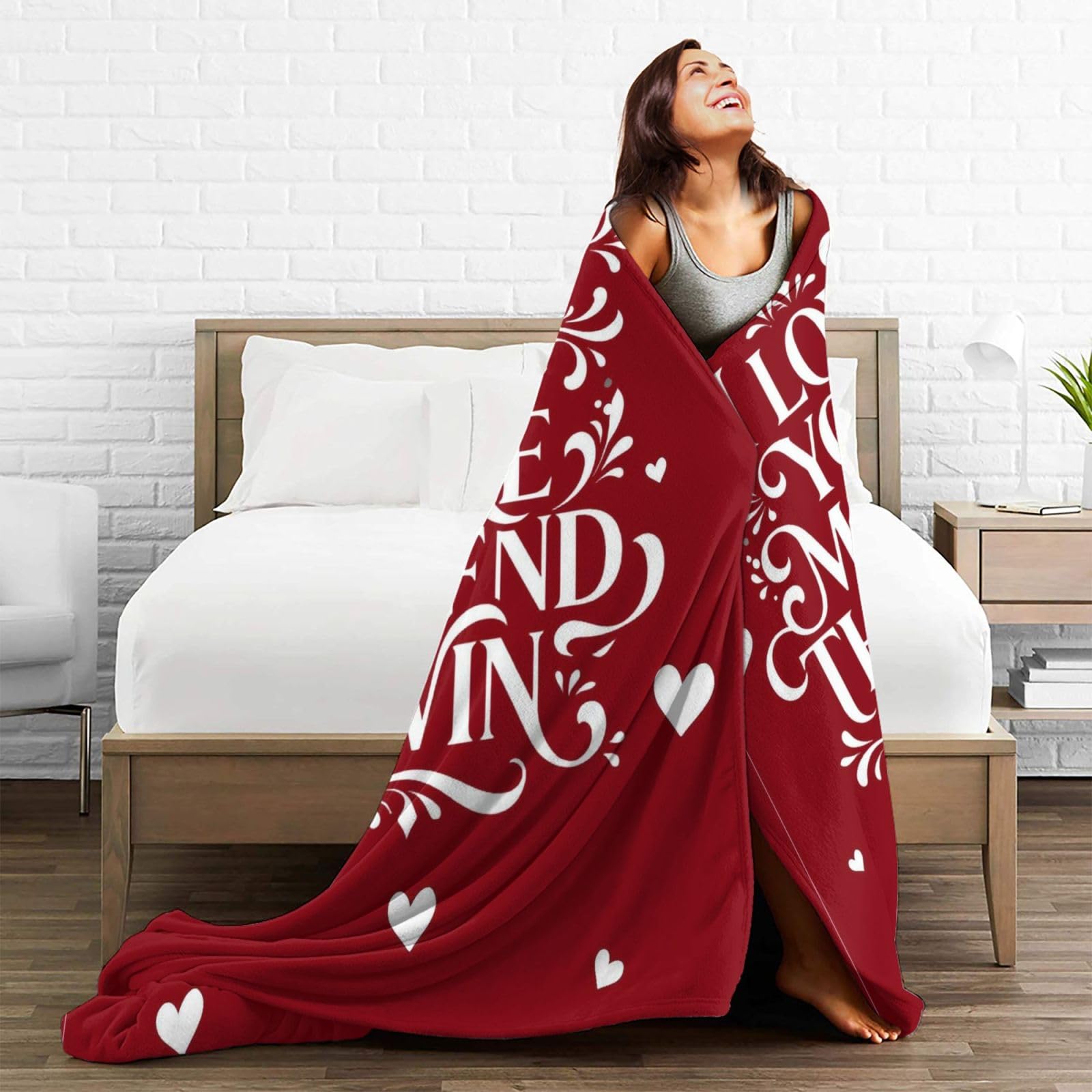 Coperta In Flanella Super Morbida Con Scritta "I Love You" - Regalo Per Moglie Da Marito, Anniversario, Compleanno (150x200 Cm)