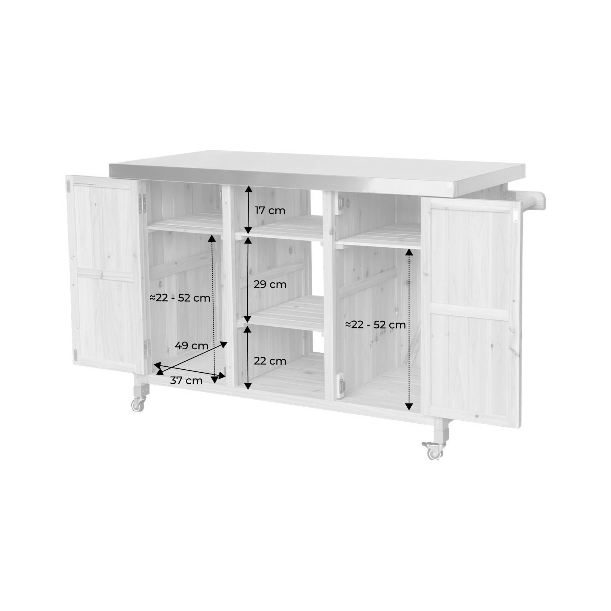 Cuisine d'extérieure 130cm bois avec poignées. 7 espaces de rangement L 130 x l 60 x h 89.5cm LOTUS - 5