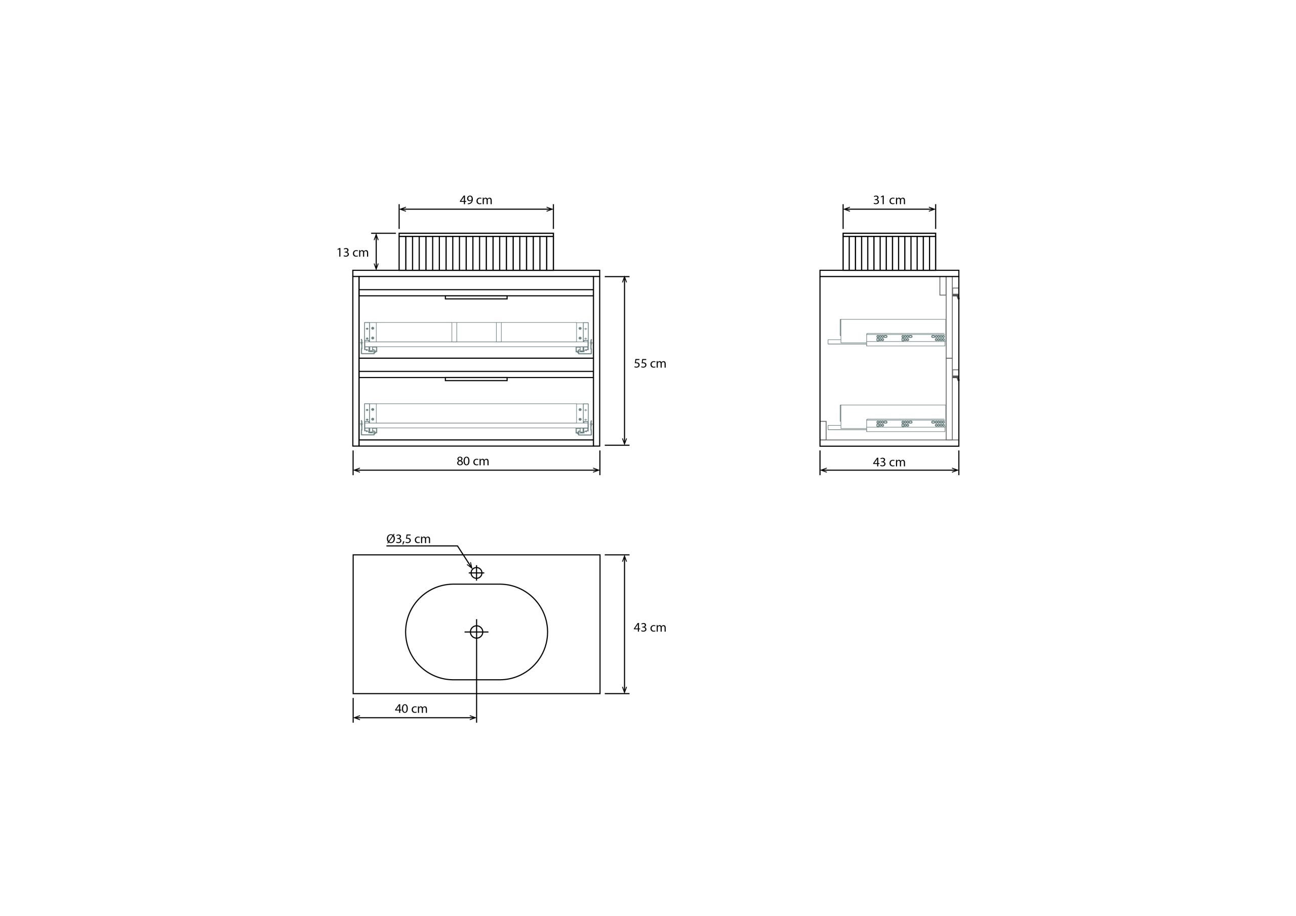 Emene Pack mueble de baño con lavabo PARALLÈLE alcatraz 80cm - 6