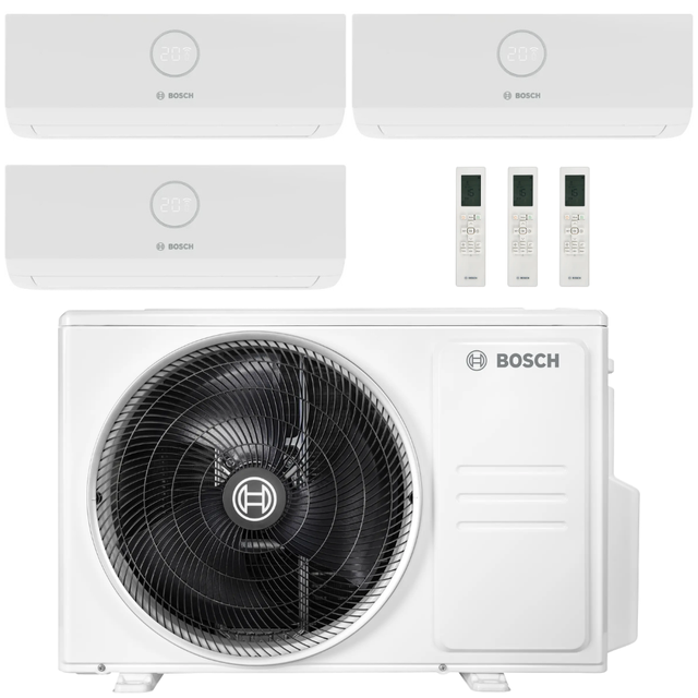 Climatisation 5000 réversible Tri-split BOSCH - 1 Unité Extérieure + 3 Unités Intérieures de 2.6 kW