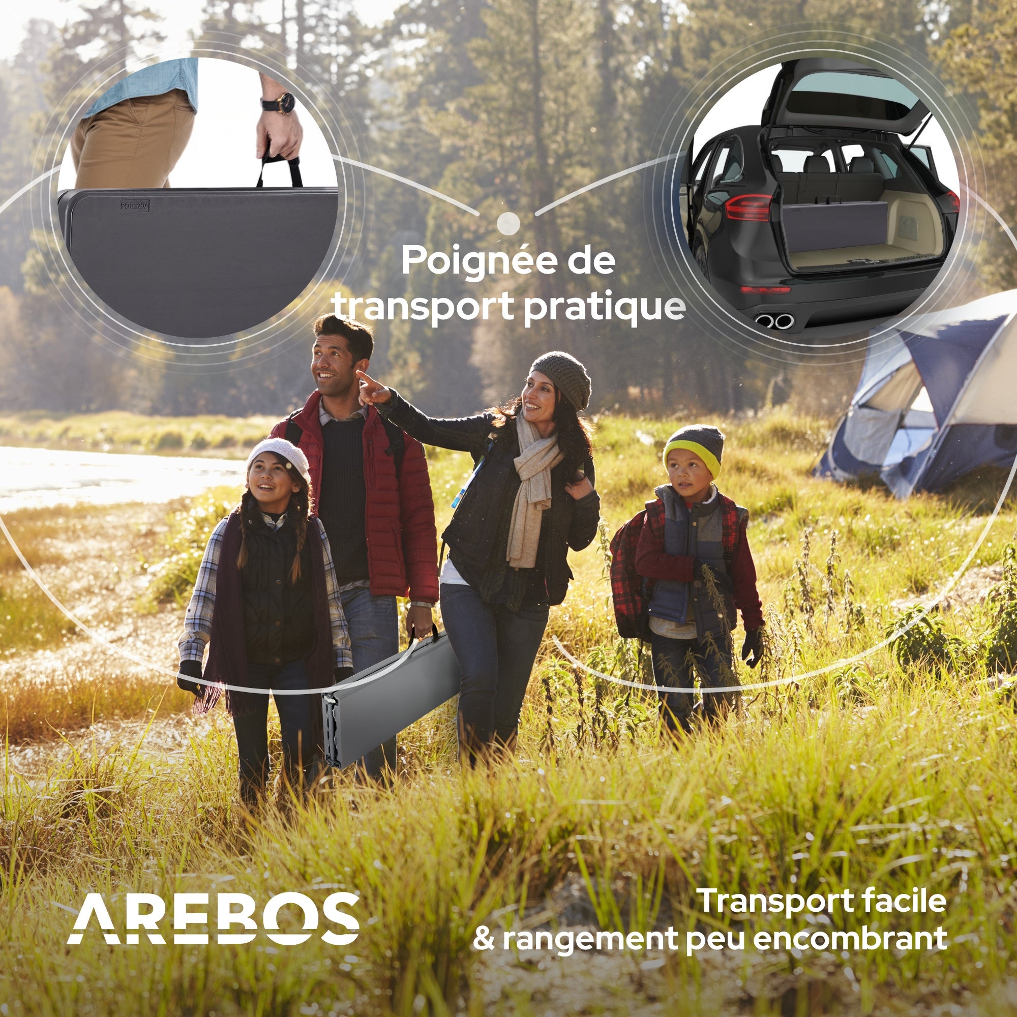 AREBOS 2 x banc à bière pliant, pliable, avec poignée de transport, 183 x 28 x 43 cm, banc pliant, camping, jardin, banc de fête anthracite - 7