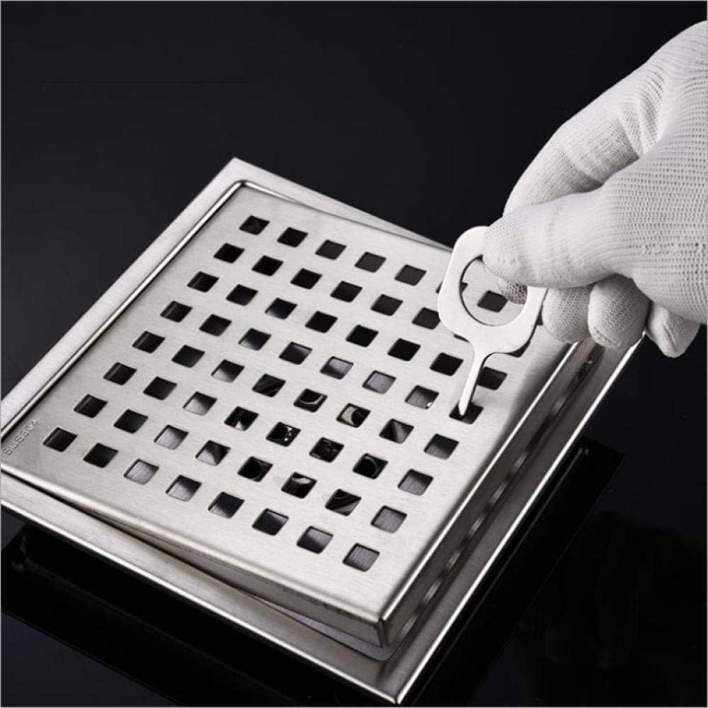 x odpływ podłogowy ze stali nierdzewnej - 15 cm x 15 cm - filtr kwadratowy ze stali nierdzewnej, odświeżający i szczelny - 4