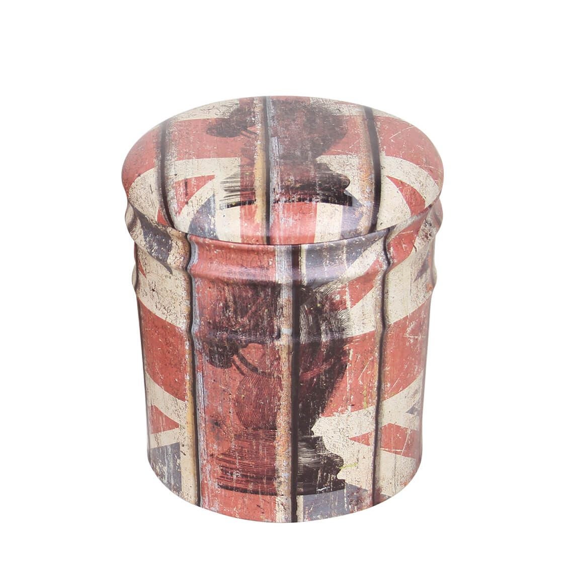 Milani Home - set 2 pouf contenitore tondi, MDF e PVC, seduta contenitore poggiapiedi, beige rosso, 30 x 30 x 38 cm - 3
