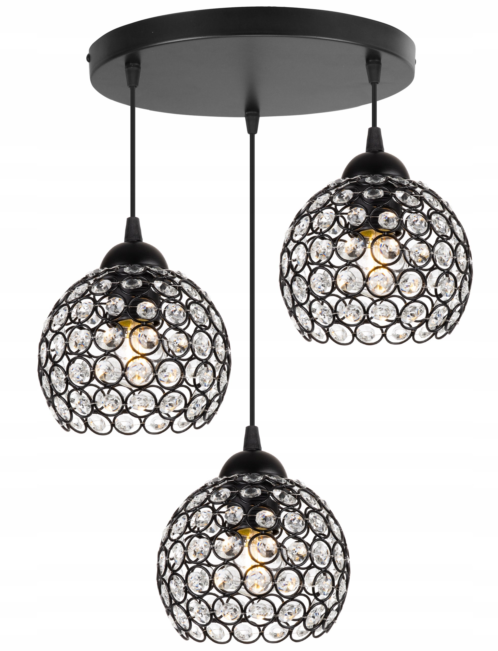 Lampa sufitowa wisząca boho Crystal 3xE27 klosz kula kryształowa grafitowa Light Home LH