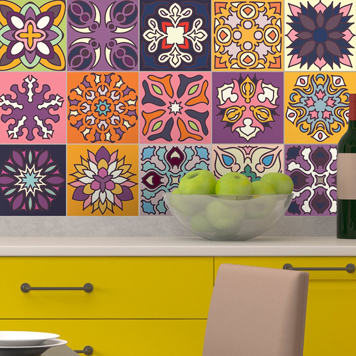15 vinilo baldosas azulejos marbella - adhesivo de pared - revestimiento sticker mural decorativo - 15stickers15x15cm