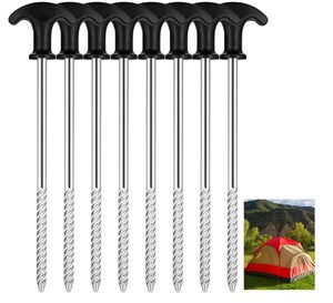 10 picchetti per tende in metallo resistente da 20 cm, per campeggio, tenda in acciaio, per telone, rete da calcio, tendoni per escursioni, viaggi, spiaggia e all'aperto