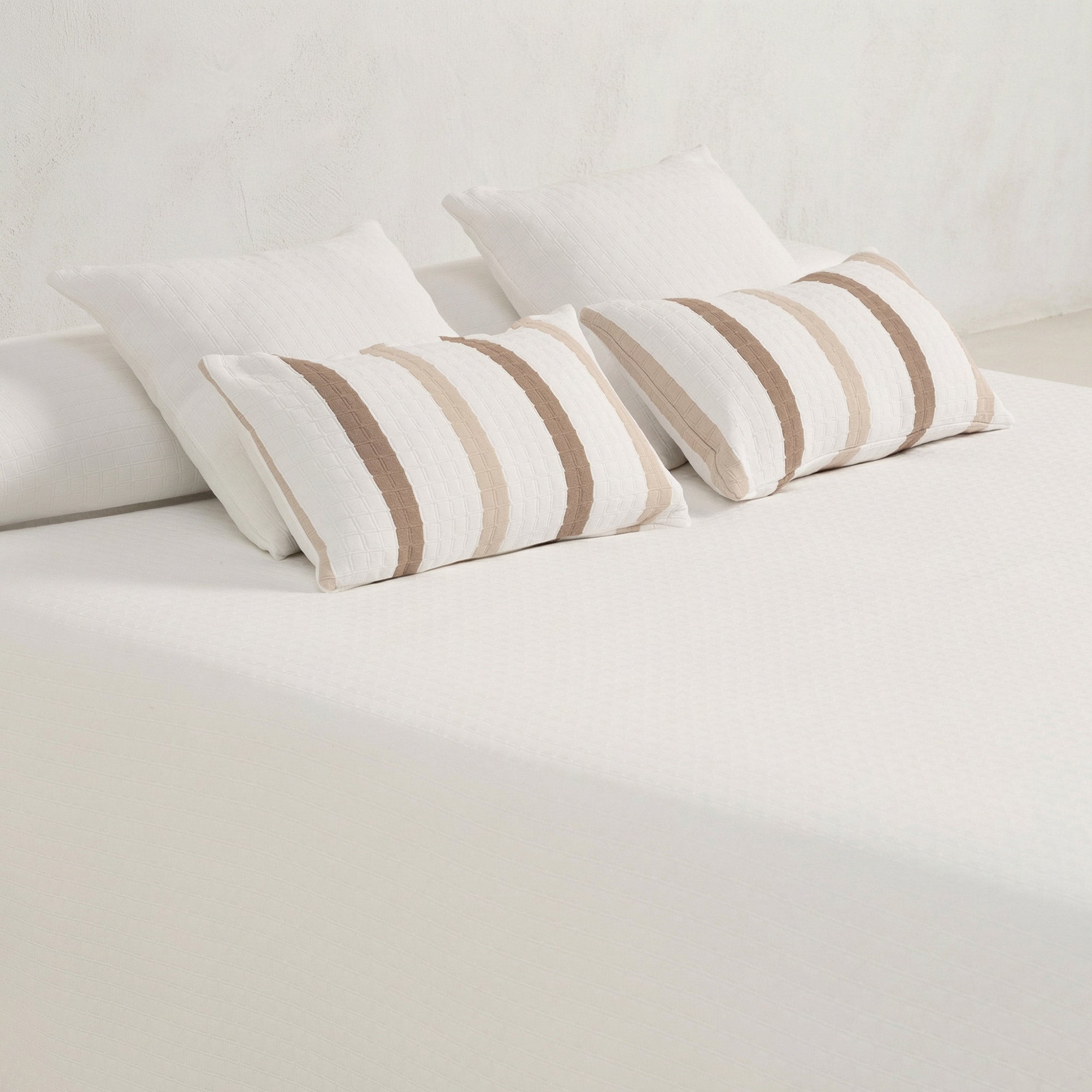 Colcha algodón cuadros ligera cama 150/160 blanco 250x270cm - 2