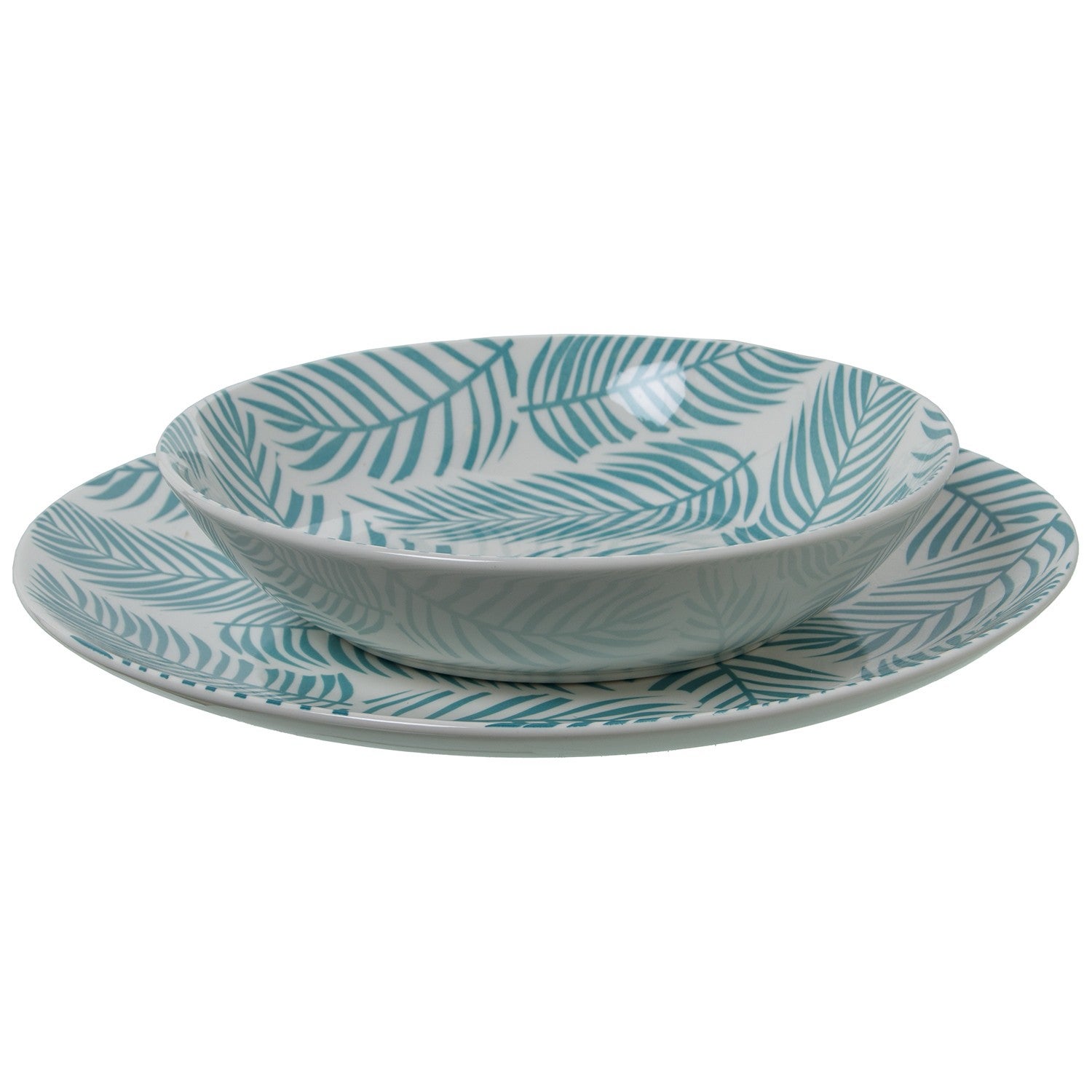 VAJILLA 18 PZS PORCELANA AZUL HOJAS- Envio gratuito en Península - 2