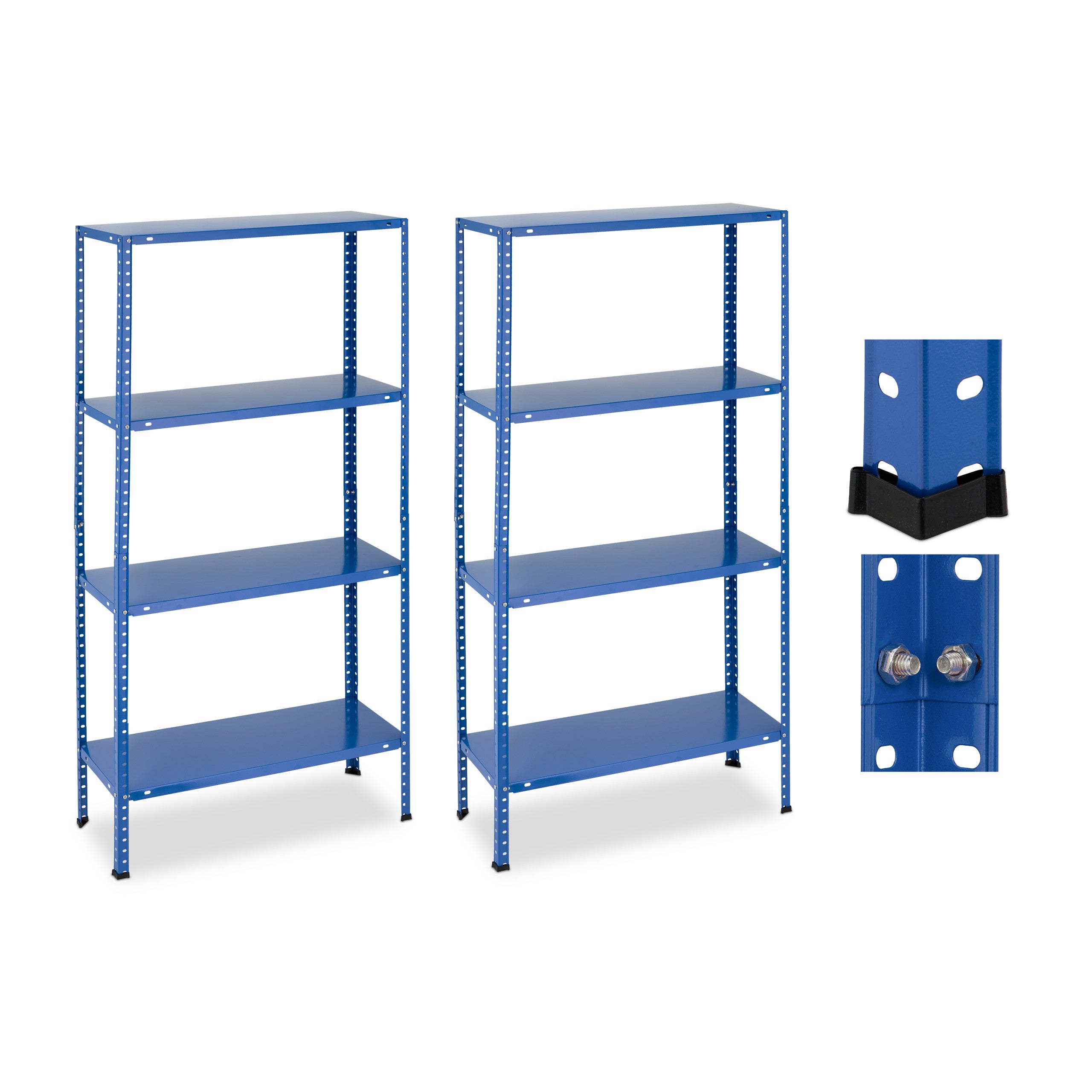 Relaxdays Étagère Charge Lourde, Lot de 2, 160 kg Max., 4 Niveaux, HxLxP: 147,5x75,5x30,5 cm, Cave & Garage, métal, Noir