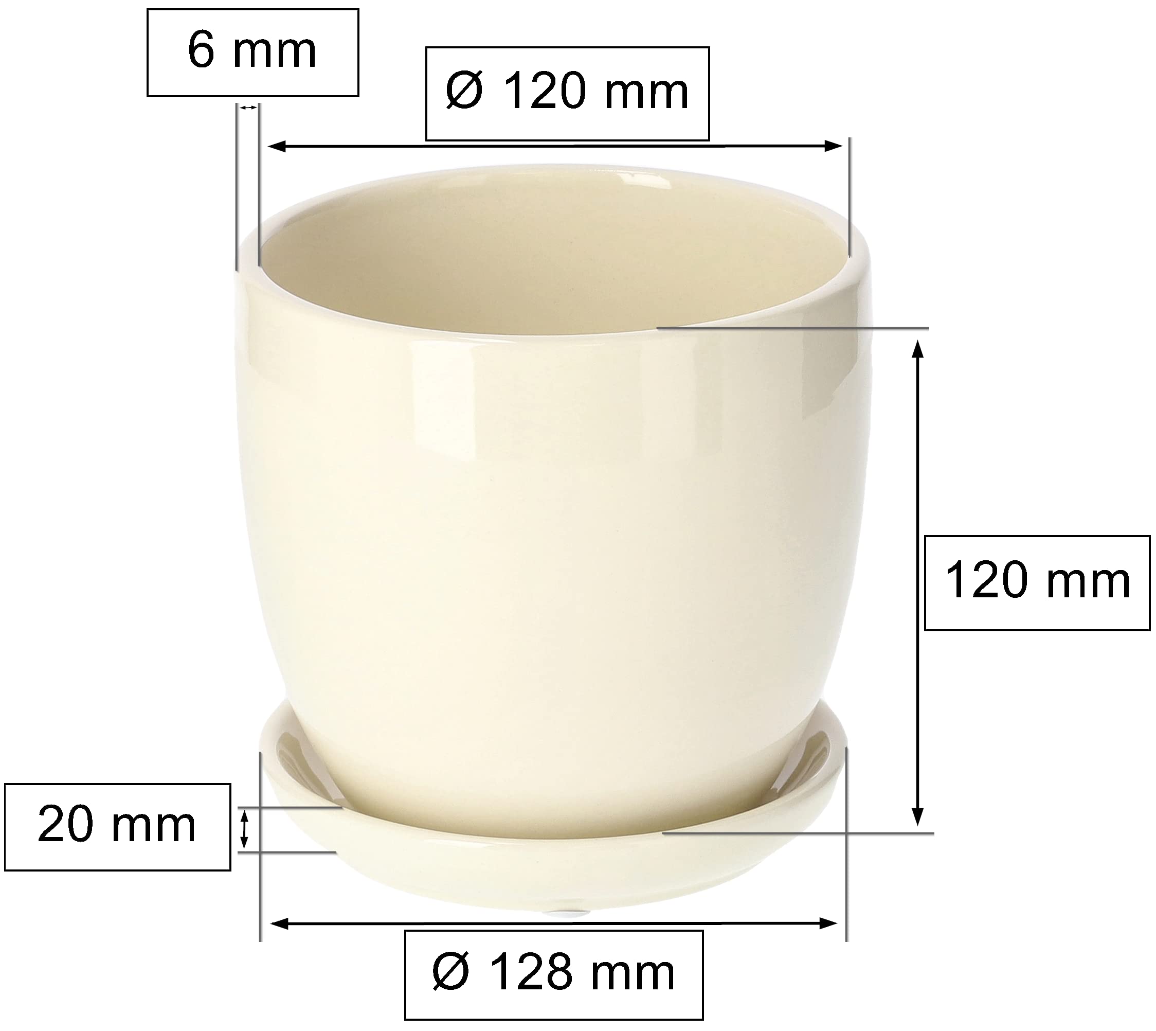 Donica doniczka z podstawką ø12 ceramiczna biała szkliwiona kwiaty rośliny - KOTARBAU - 2
