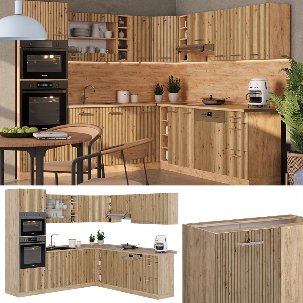 Vicco Cuisine en angle R-Line, Chêne Artisan/Chêne de force doré, 247 x 237 cm, PT Chêne - 5