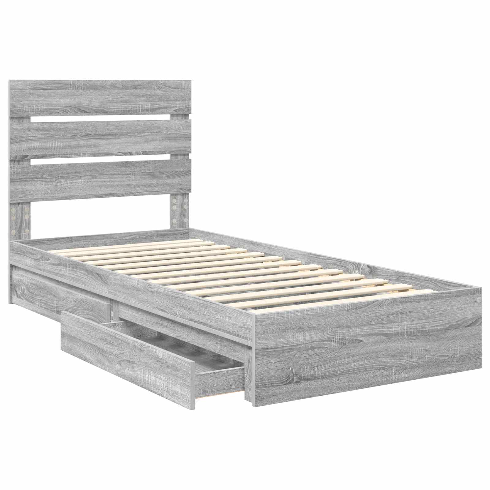 Lit de rangement gris 70 x 190 cm, panneau de bois - 5