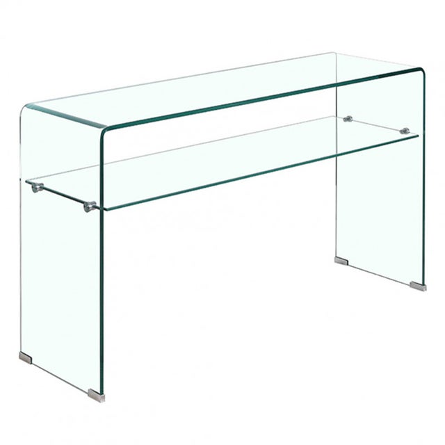 Console triple en verre,VEVOR table d'appoint rectangulaire moderne avec plateau en verre trempé