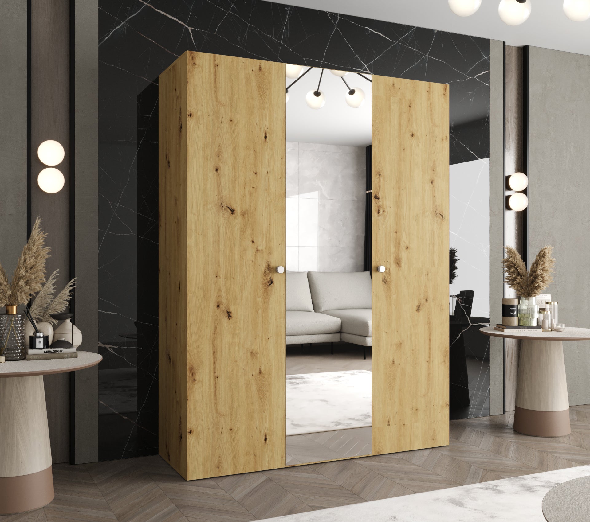 Szafa uchylna otwierana Parma 2 150 x 52 x 202 cm artisan + u. srebrny Abiks Meble - 2