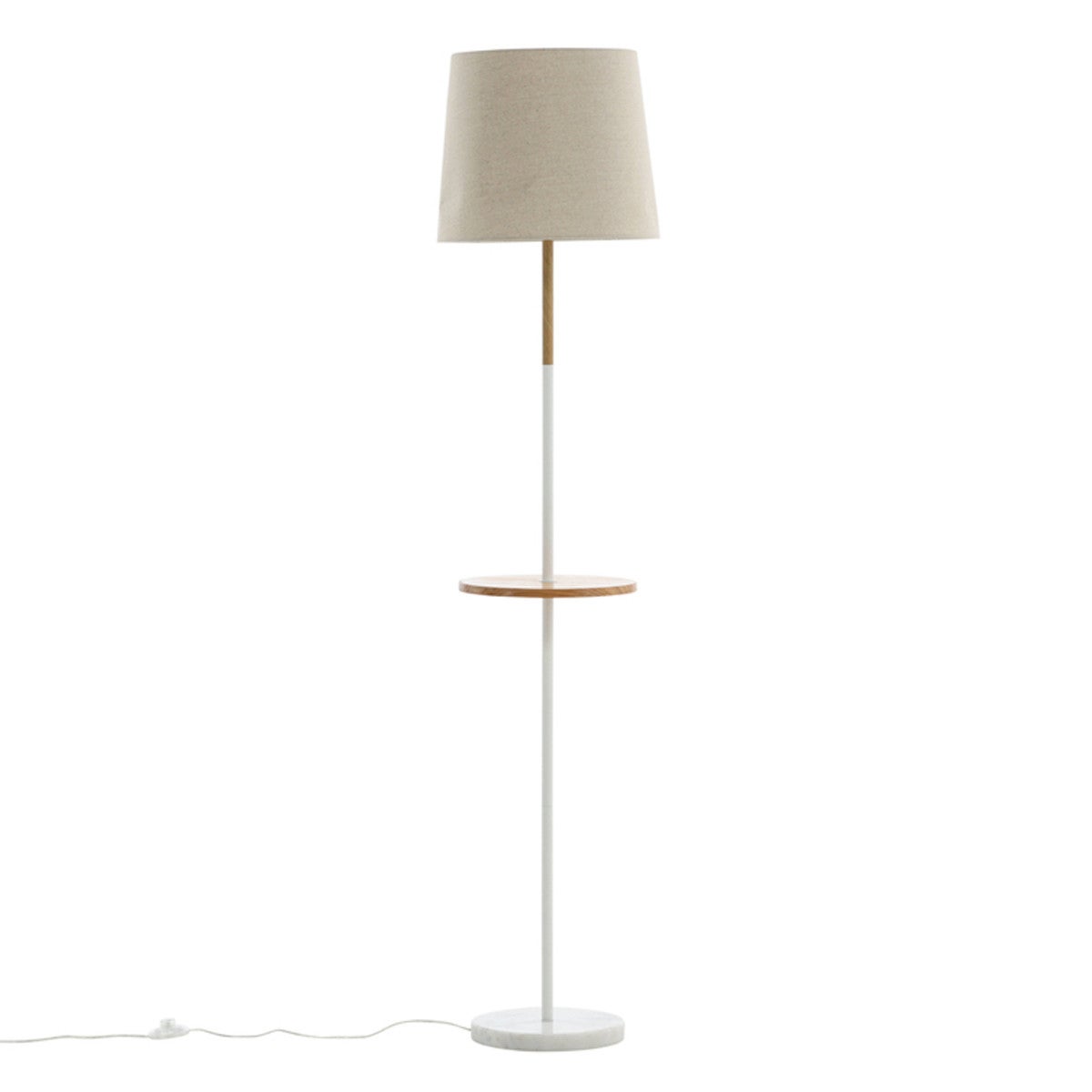 Hattman oświetlenie lampa podłogowa 36x36x165cm tkanina beżowy, biały, drzewo.