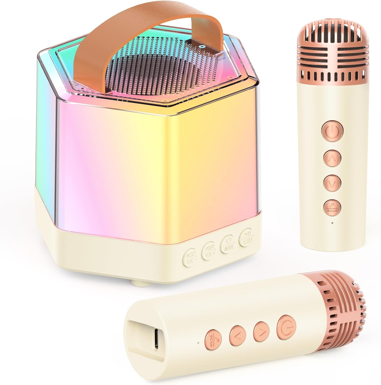 Mini Machine Karaoké 2 Micros Sans Fil Portable Bluetooth Effets Voix Mini Machine Karaoké 2 Micros Sans Fil Portable Bluetooth Effets Voix