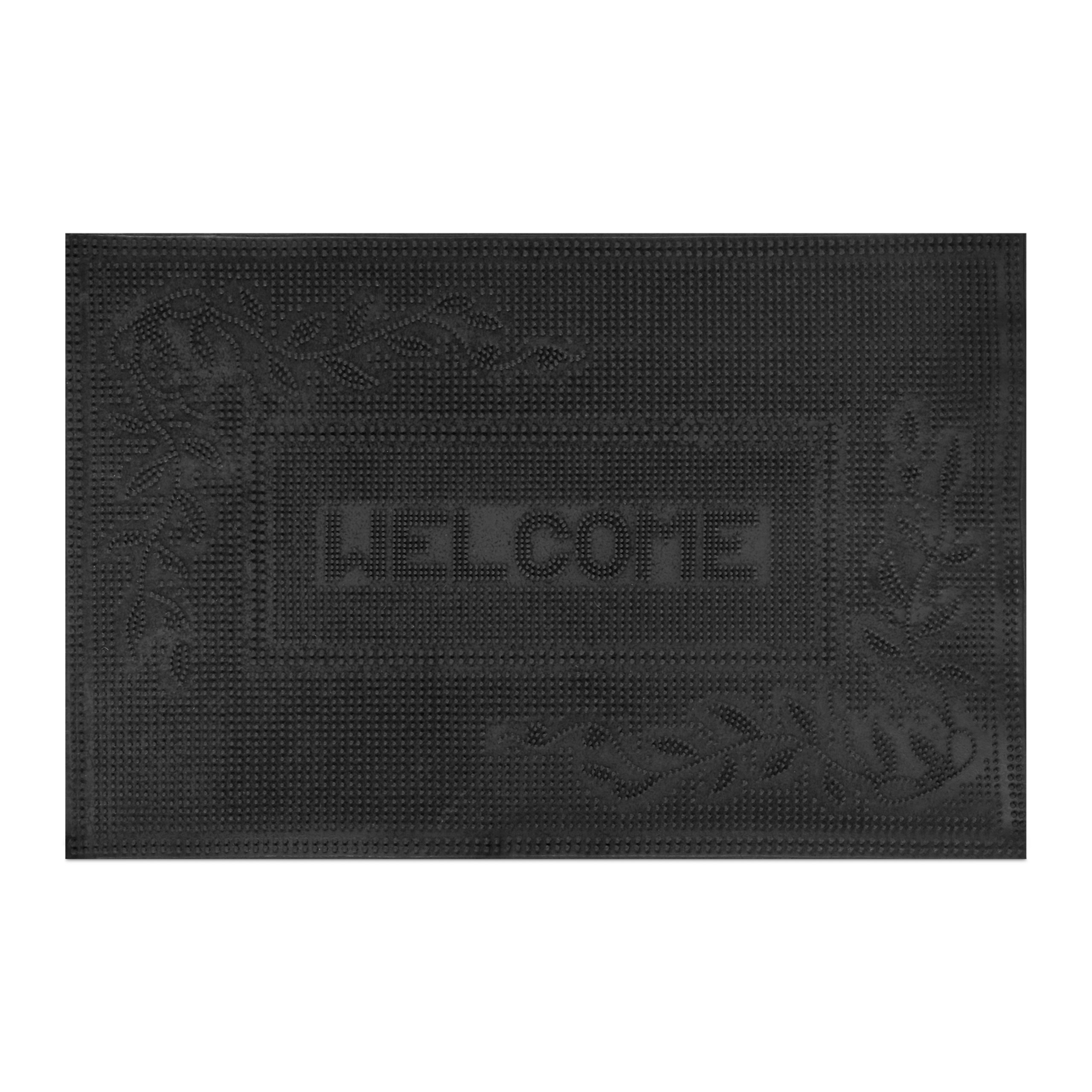 Relaxdays felpudo goma, 40 x 60 cm, tapete «welcome», antideslizante, resistente a la intemperie, con pinchos, negro