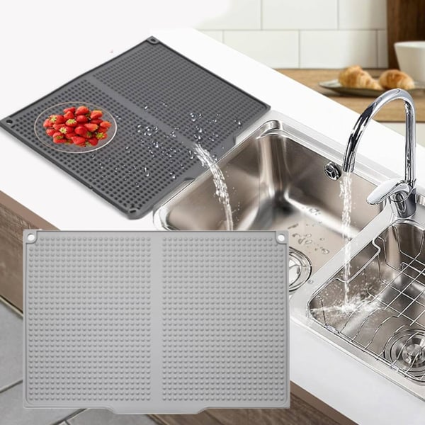 Silikonowa mata ociekowa 45x30cm - Antypoślizgowa do zlewu kuchennego - Izolująca mata do suszenia - Ochrona blatu