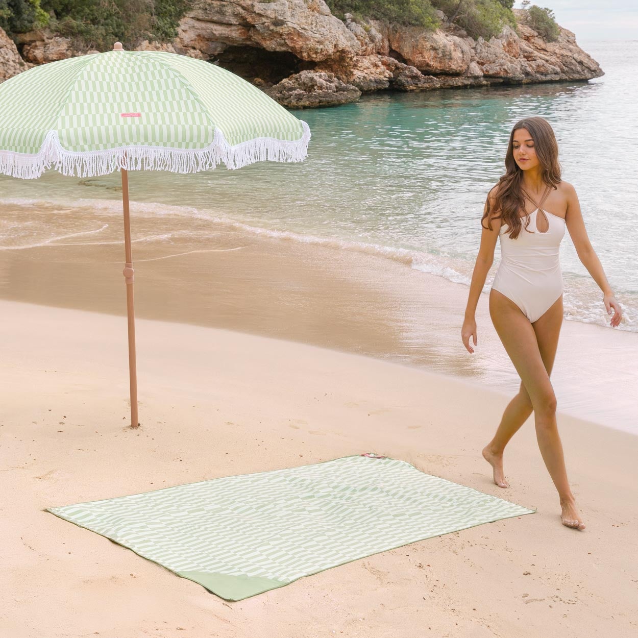 Flamingueo Serviette Plage Piscine Microfibre 180x90cm Vert - 5