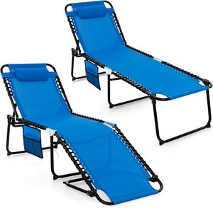 VILLEY Chaise Camping Réclinable Pliante Avec Repose-Pieds - Chaise Longue Portable 150 Kg Max, Confort Plage Jardin Terrasse Randonnée