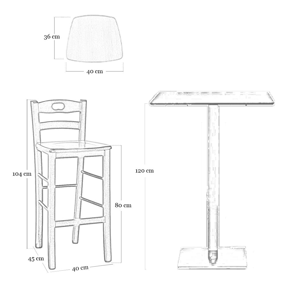 Tabouret snack de 80 cm de haut en bois de noyer foncé avec poignée et assise en bois massif - 4