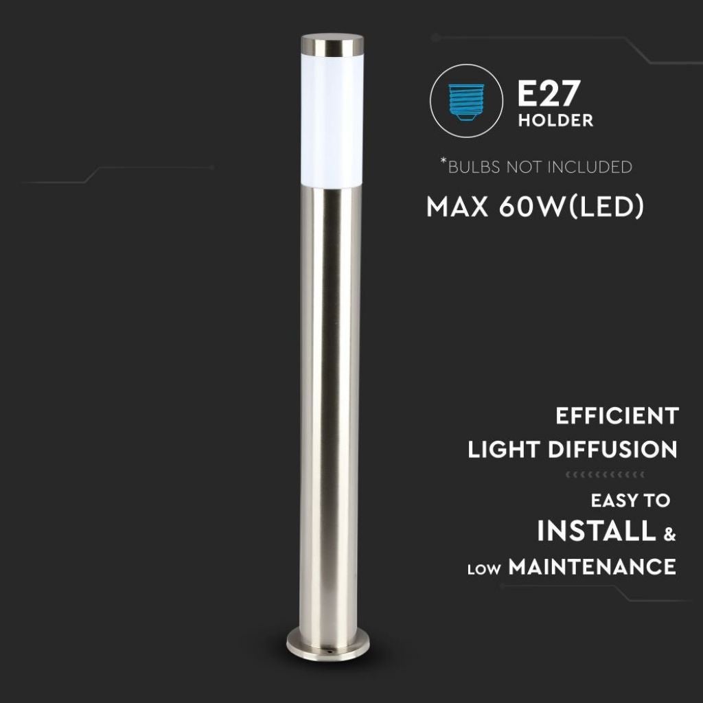Piantana LED da Giardino con Portalampada E27 (max 60W) in Acciaio Inossidabile h: 80cm IP44 - 4