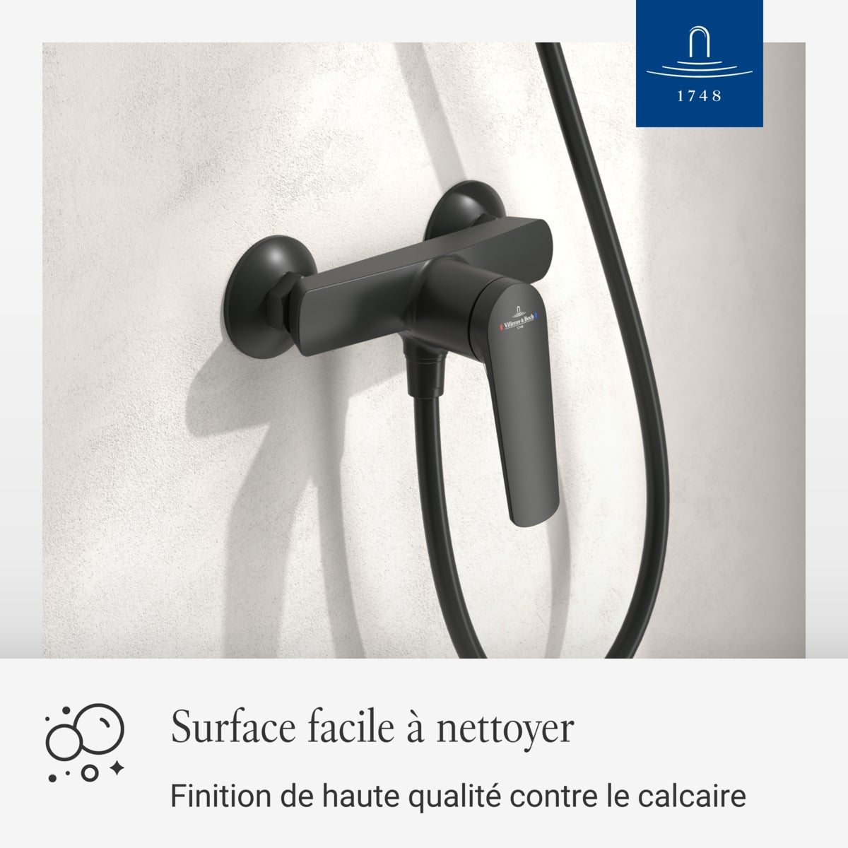 Villeroy & Boch Oasis Set de douche apparent (2 en 1 Bundle), système de douche avec robinetterie de douche, douchette à main, flexible de douche à - 3