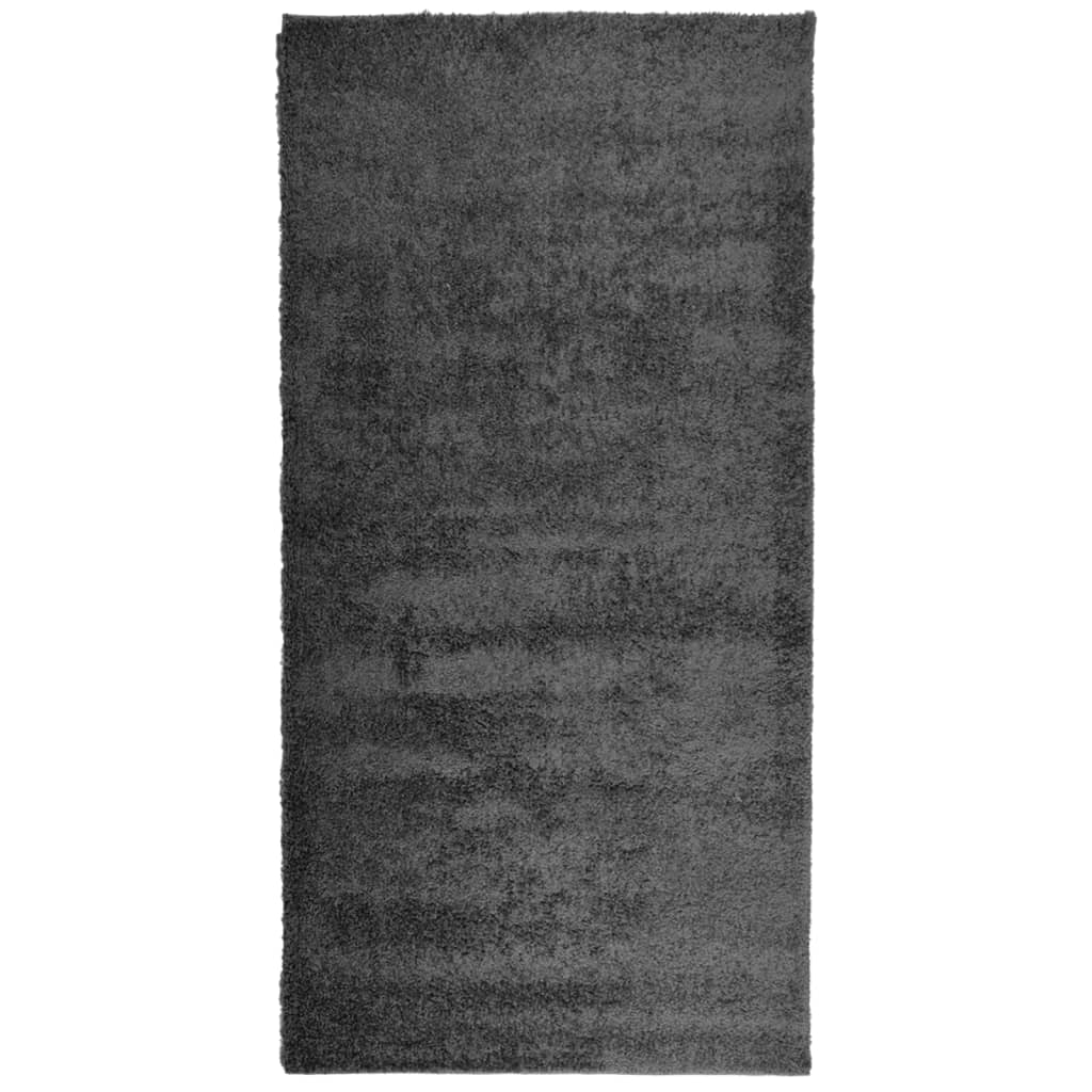 Alfombra de salón | alfombra de pelo largo moderna gris antracita 100x200 cm cfw66100