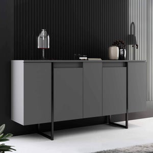 Buffet 4 portes moderne bois gris