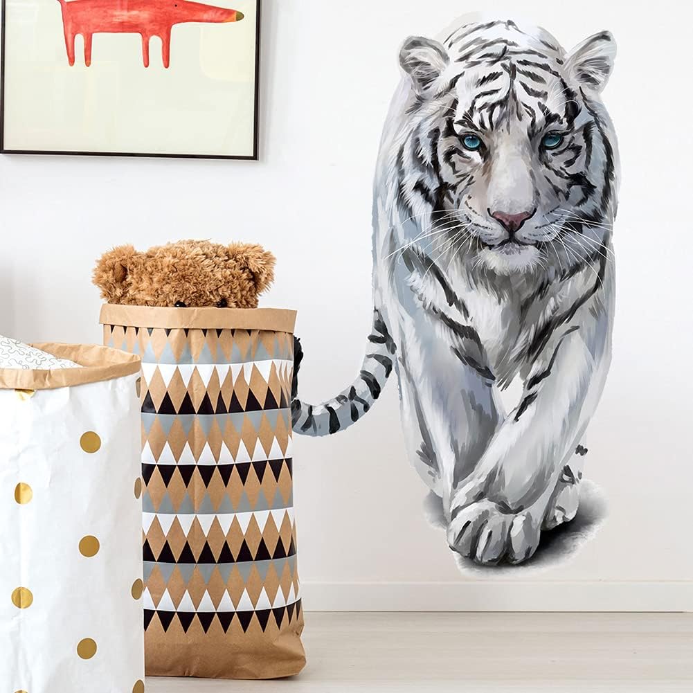 2 Pièces Stickers Muraux Le Tigre 3d Autocollants Muraux Mural Stickers Pour Chambre Salon Mur TV - Stickers