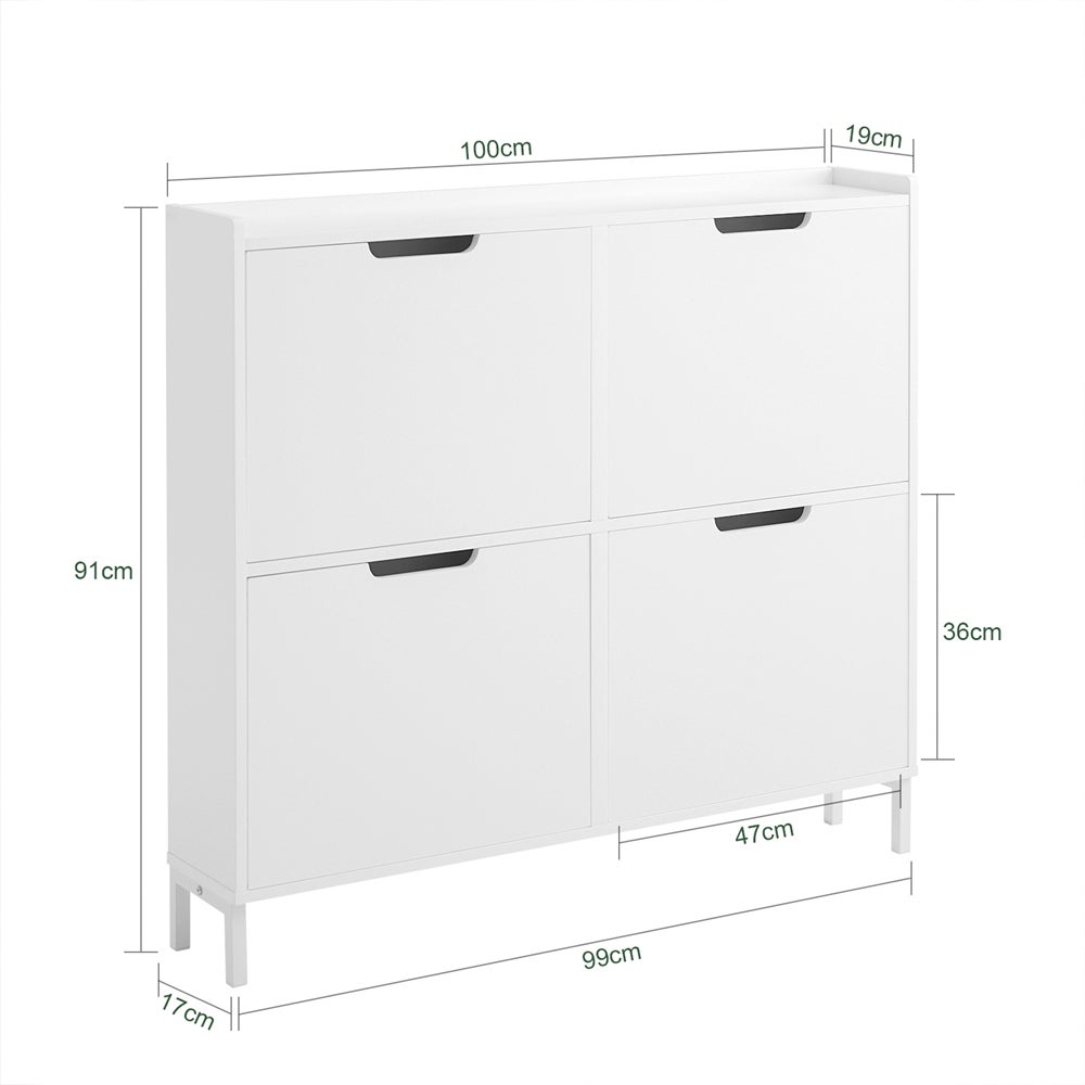 SoBuy Meuble à Chaussures Armoire à Chaussures, 4 abattants, 8 Paires, Blanc, FSR100-W - 3