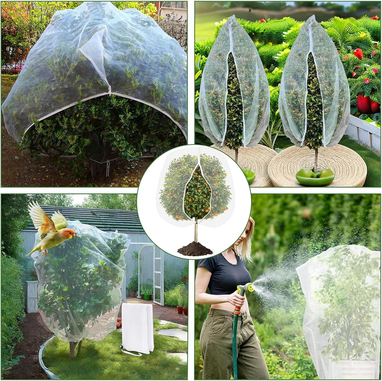 Filets Protection Plantes Anti-Oiseaux et Insectes, avec Fermeture Éclair + Cordon Serrage - pour Arbres Fruitiers, Légumes, Réutilisable (180x180 cm) - 7