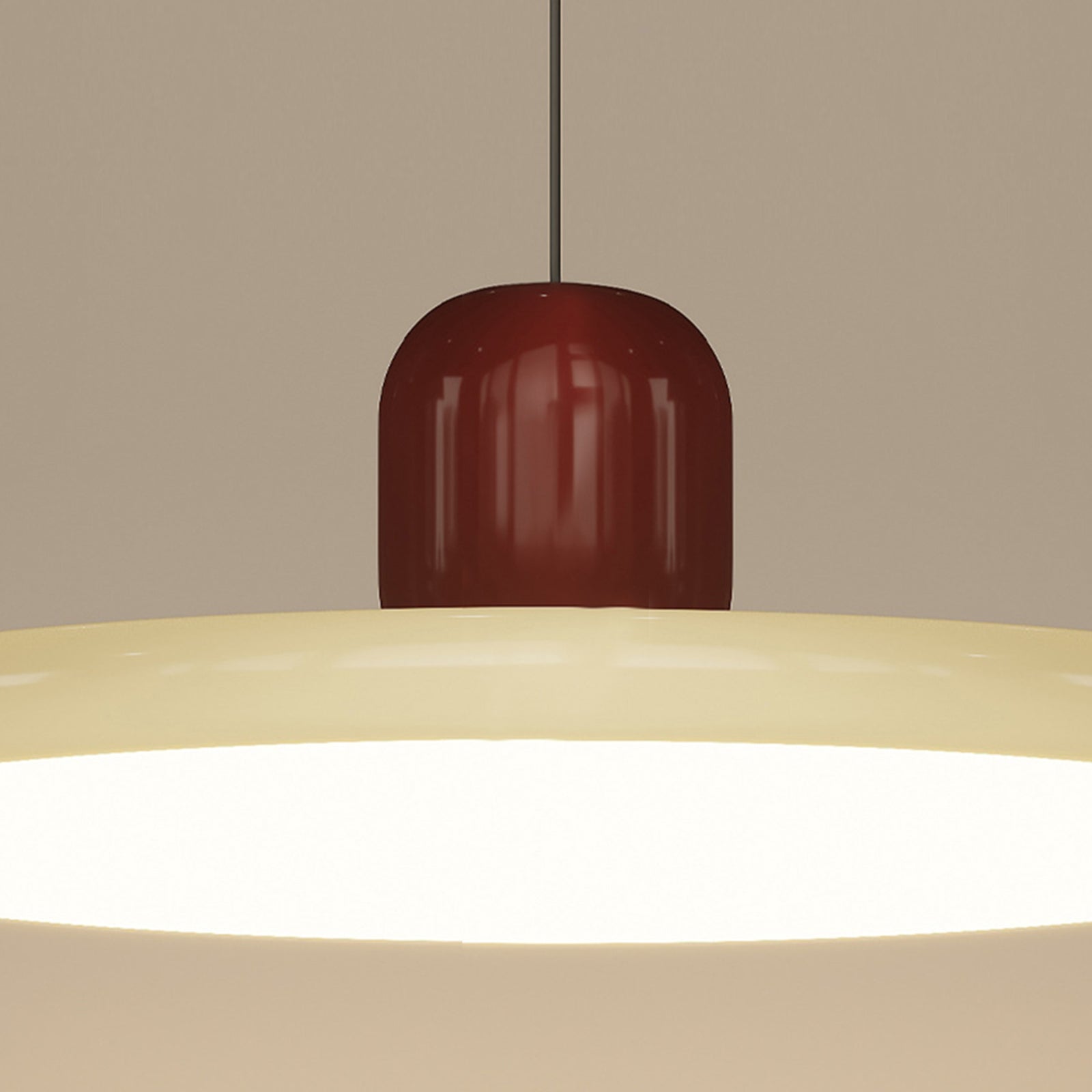 Suspension moderne en acrylique, design minimaliste, pour salle à manger et séjour, Beige, D 30 cm x H 12 cm - 4