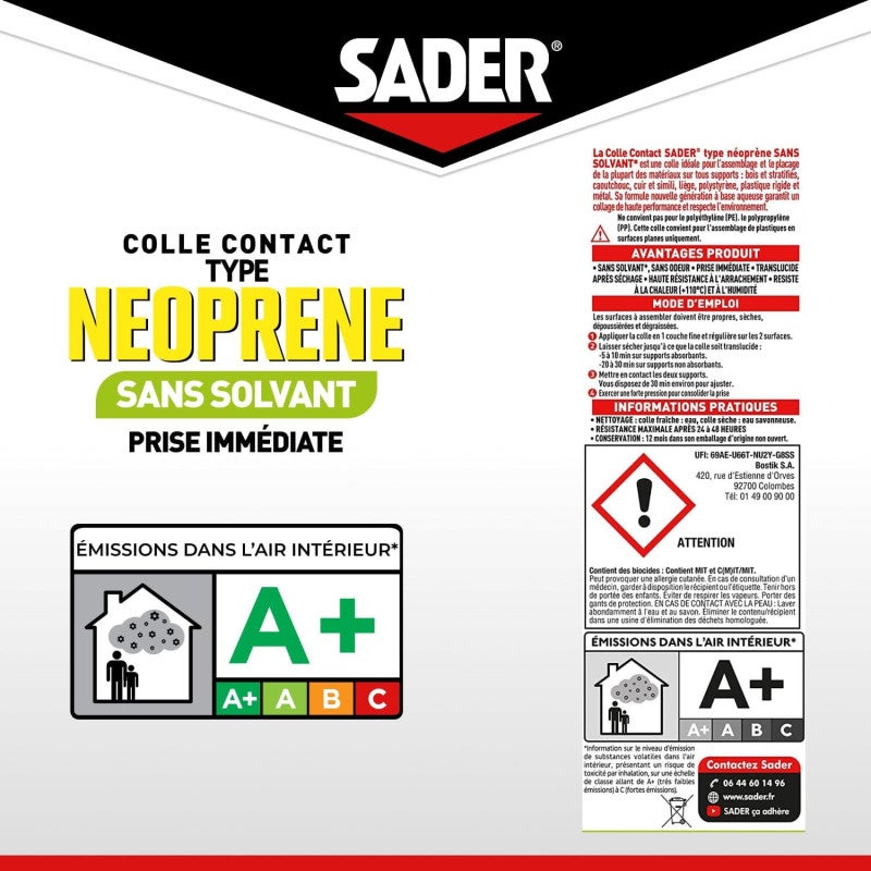 Colle contact néoprène sans solvant 30ml SADER - 5