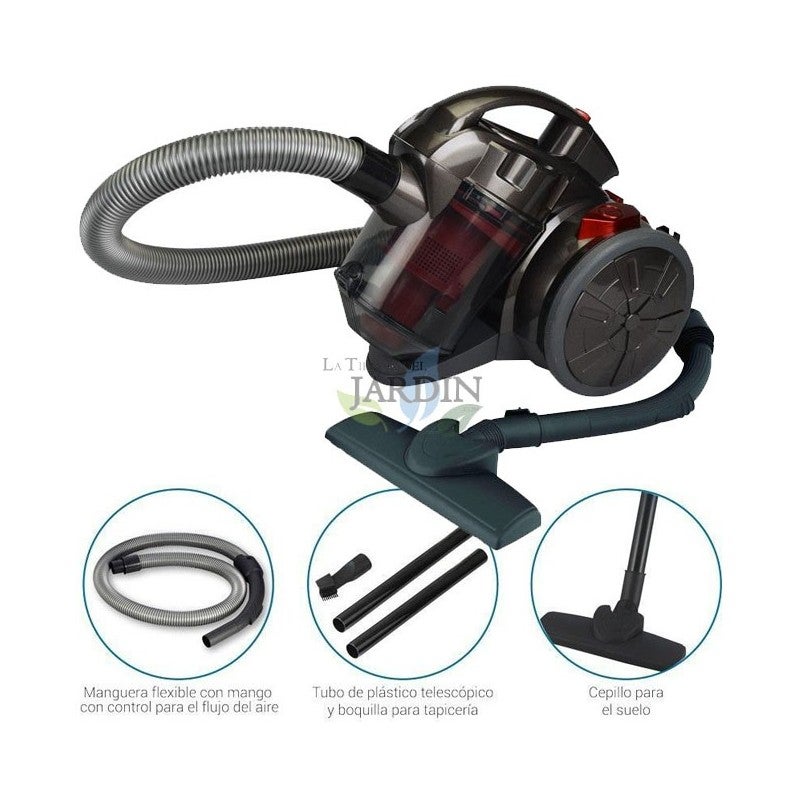 Aspirador multiciclónico sin bolsa 700W Rojo, aspiradora potente, sin bolsa, para todo tipo de suelos