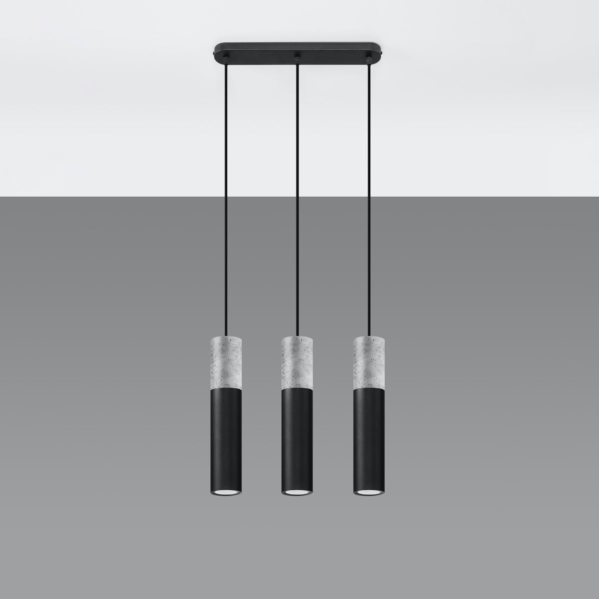 Lampa wisząca LUME 3L czarny LED 4000K - 45x6x90cm Sollux