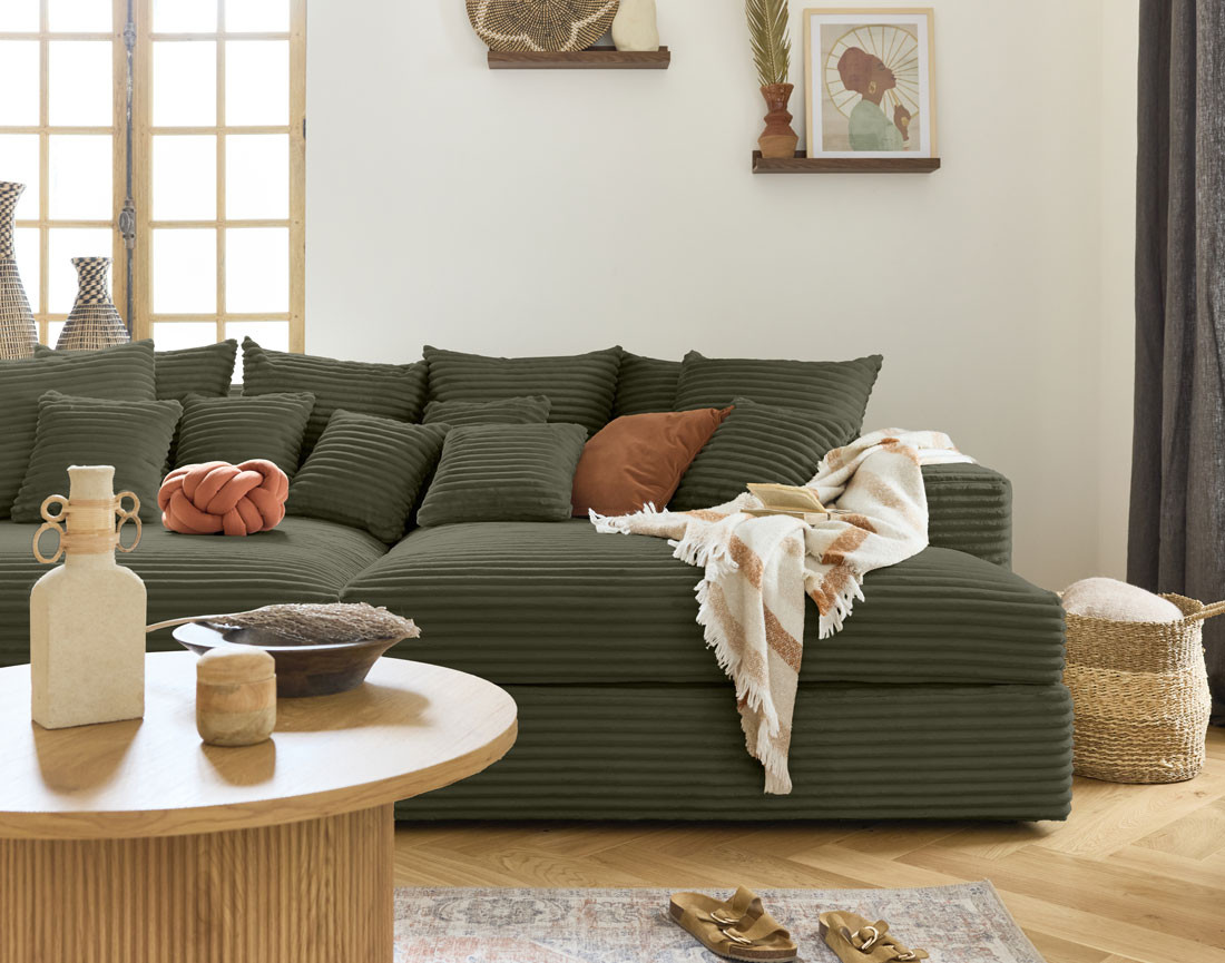 Canapé droit 4 places en vert - COLLINS - Best Mobilier - 3