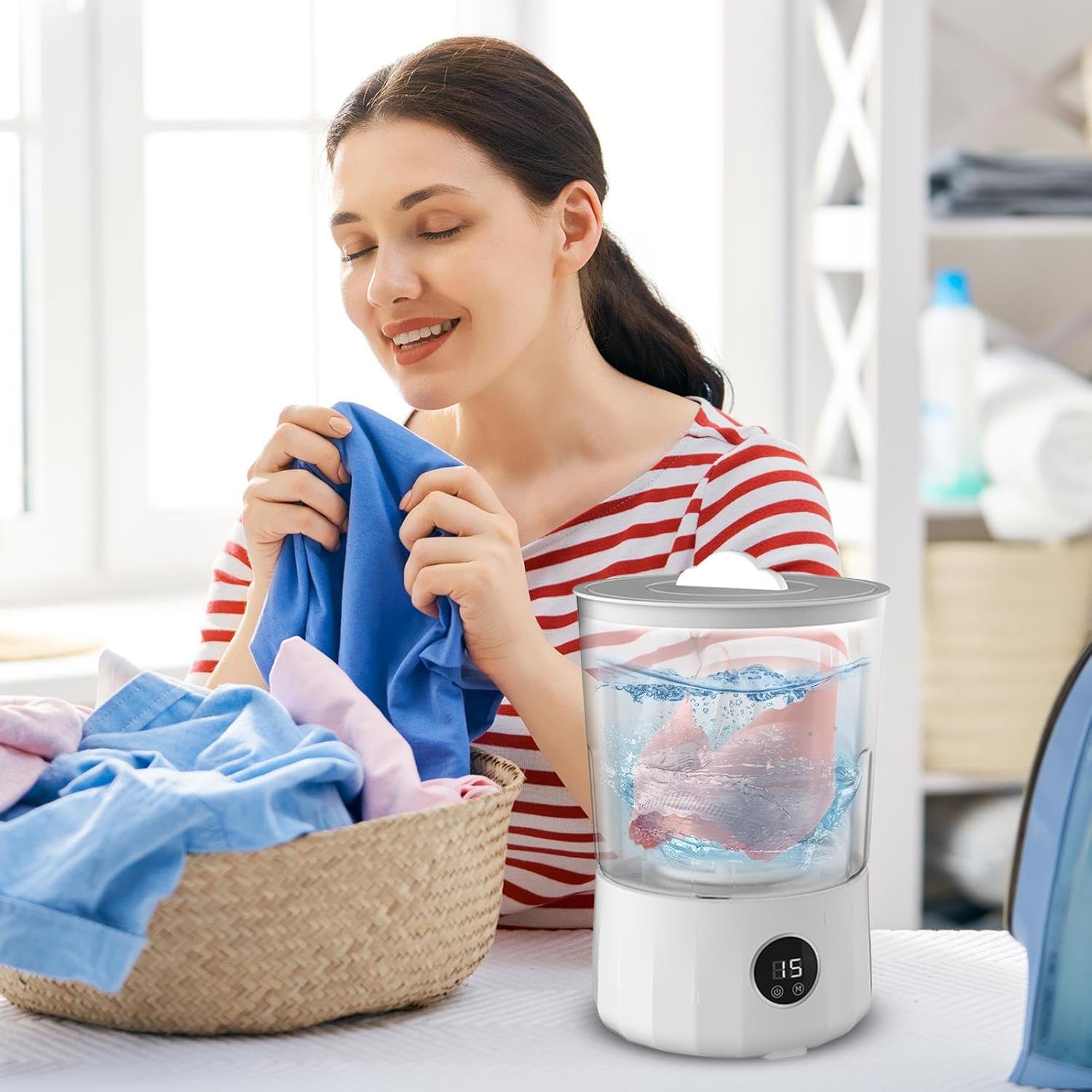 Mini Machine à Laver Portable – 2 Modes (5 Min/15 Min), Lavage à Main, Idéale Pour Sous-vêtements