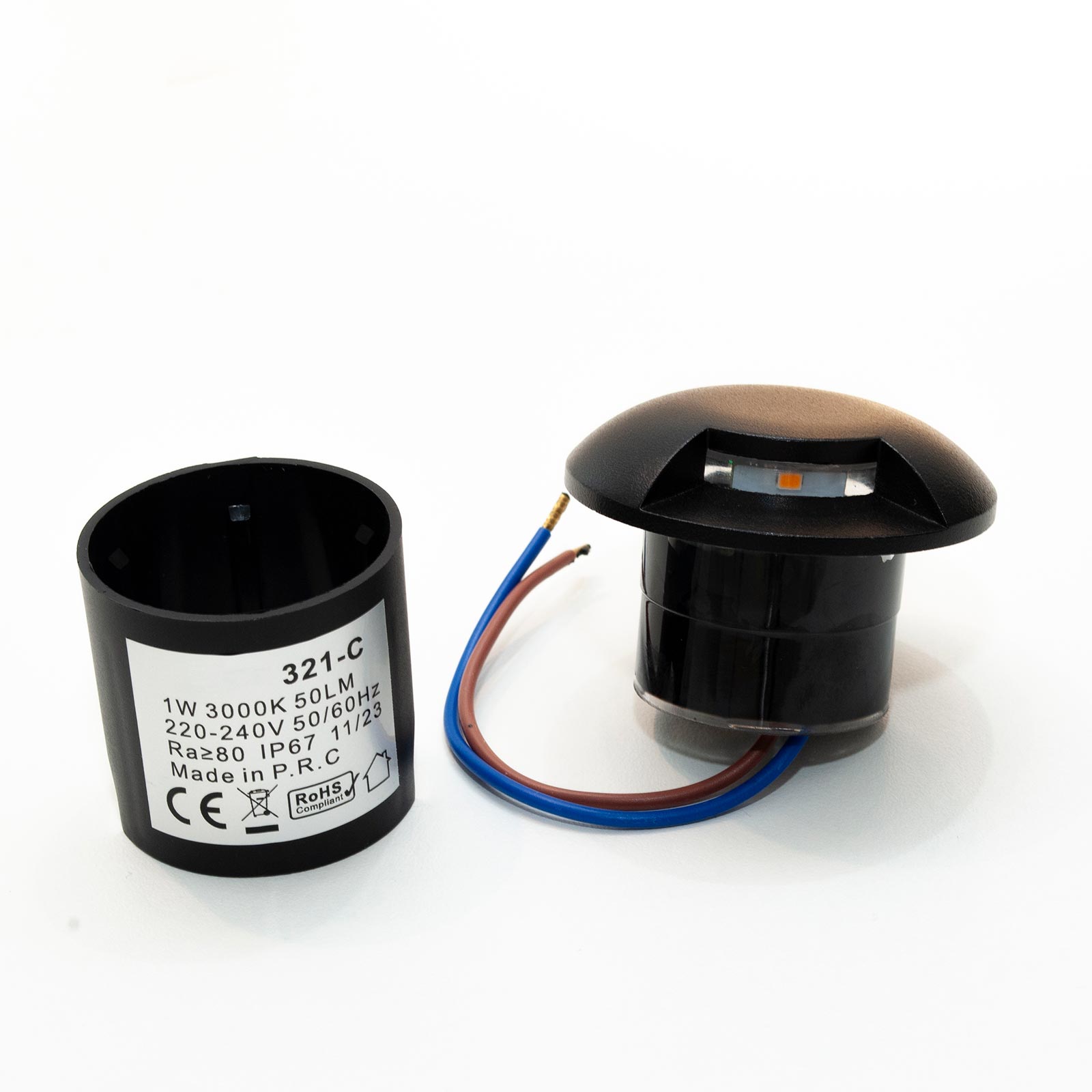 Mini faretto calpestabile nero incasso luce radente IP67 LED 1W singola finestra basso consumo segnapassi giardino viale 230V 4000K - 4