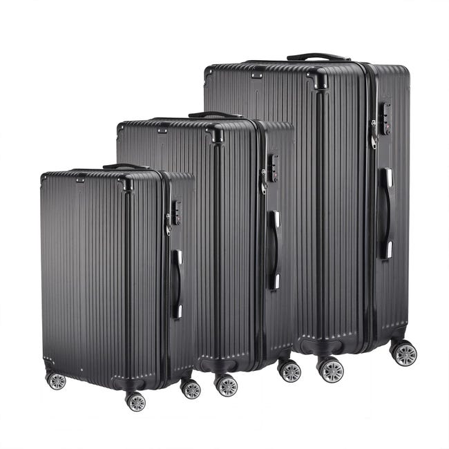 Set De Valises Rigides ABS, Bagages à Roulettes 4 Roues Bagage Cabine Serrure Tsa Noir Extensible 25 97068420 Set De Valises Rigides ABS, Bagages à Roulettes 4 Roues Bagage Cabine Serrure Tsa Noir Extensible 25 97068420