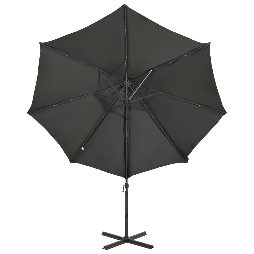 Parasol déporté avec mât et lumières LED Anthracite 300cm - 6