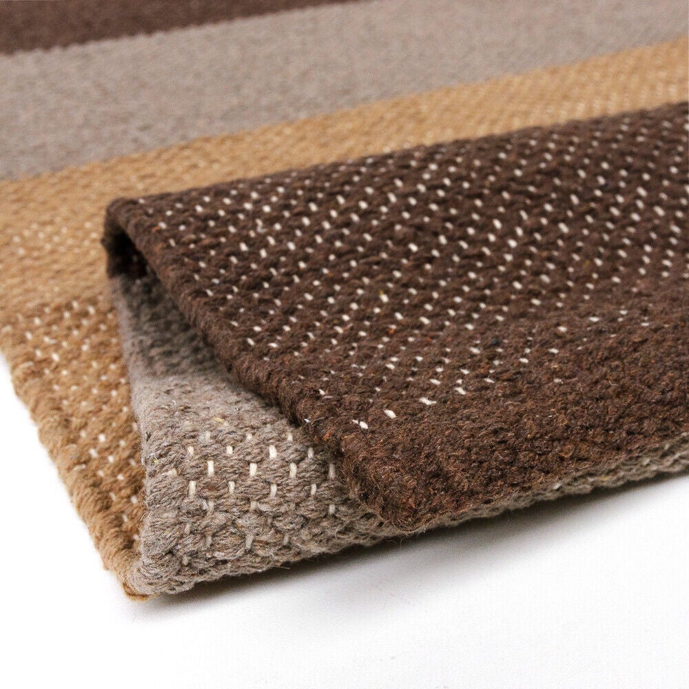 Tappeto Cucina Bagno Puro Cotone Morbido Assorbente Scendiletto Intrecciato a Mano Marrone 55x280 cm - 2