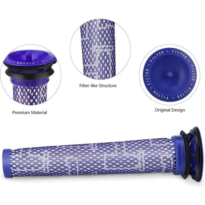 Ahlsen Filtre pour Dyson V8/V7, Filtres de Rechange Lavable pour Aspirateur Dyson et Animal, Avec 2 Post-Filtres HEPA, 2 Pré-Filtres, 1 Outil de Nett - 2