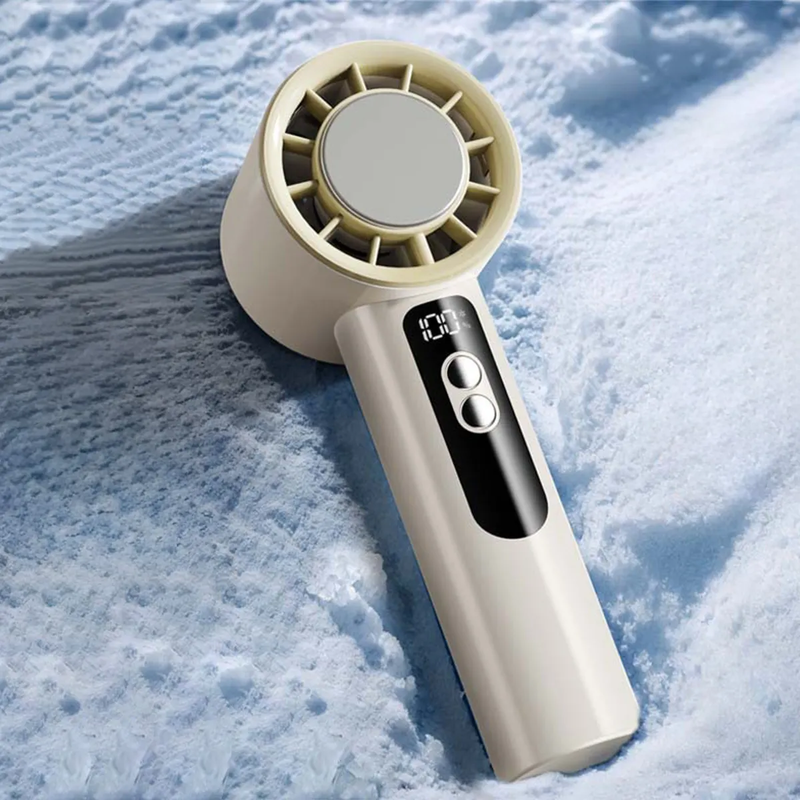 Ventilatore portatile, mini ventilatore pieghevole a 180°, schermo LCD, ultra silenzioso, batteria da 4000 mAh, con cavo - Bianco