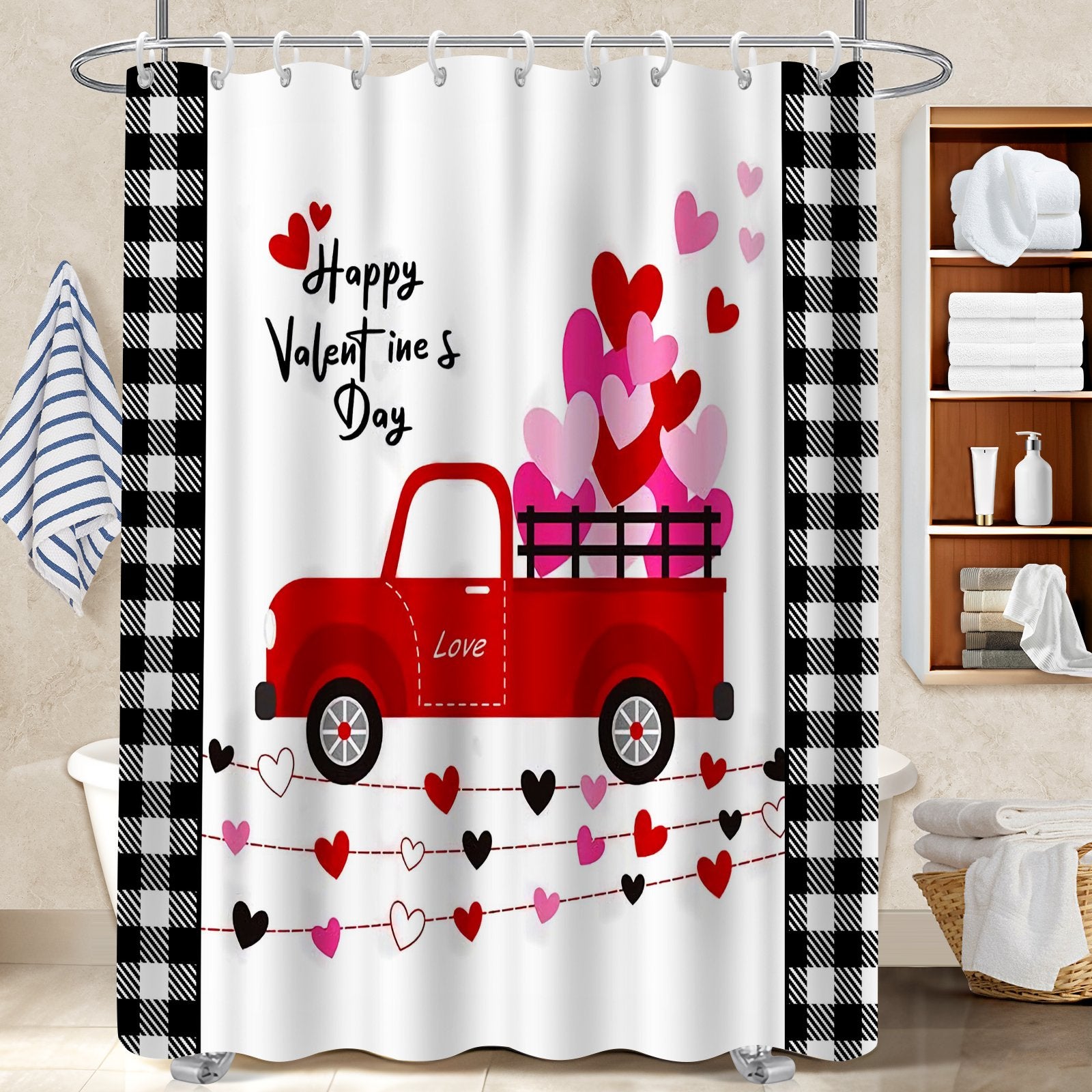 Ensemble De Rideaux De Douche Cascade En Tissu Polyester Avec Crochets Pour Décoration De Salle