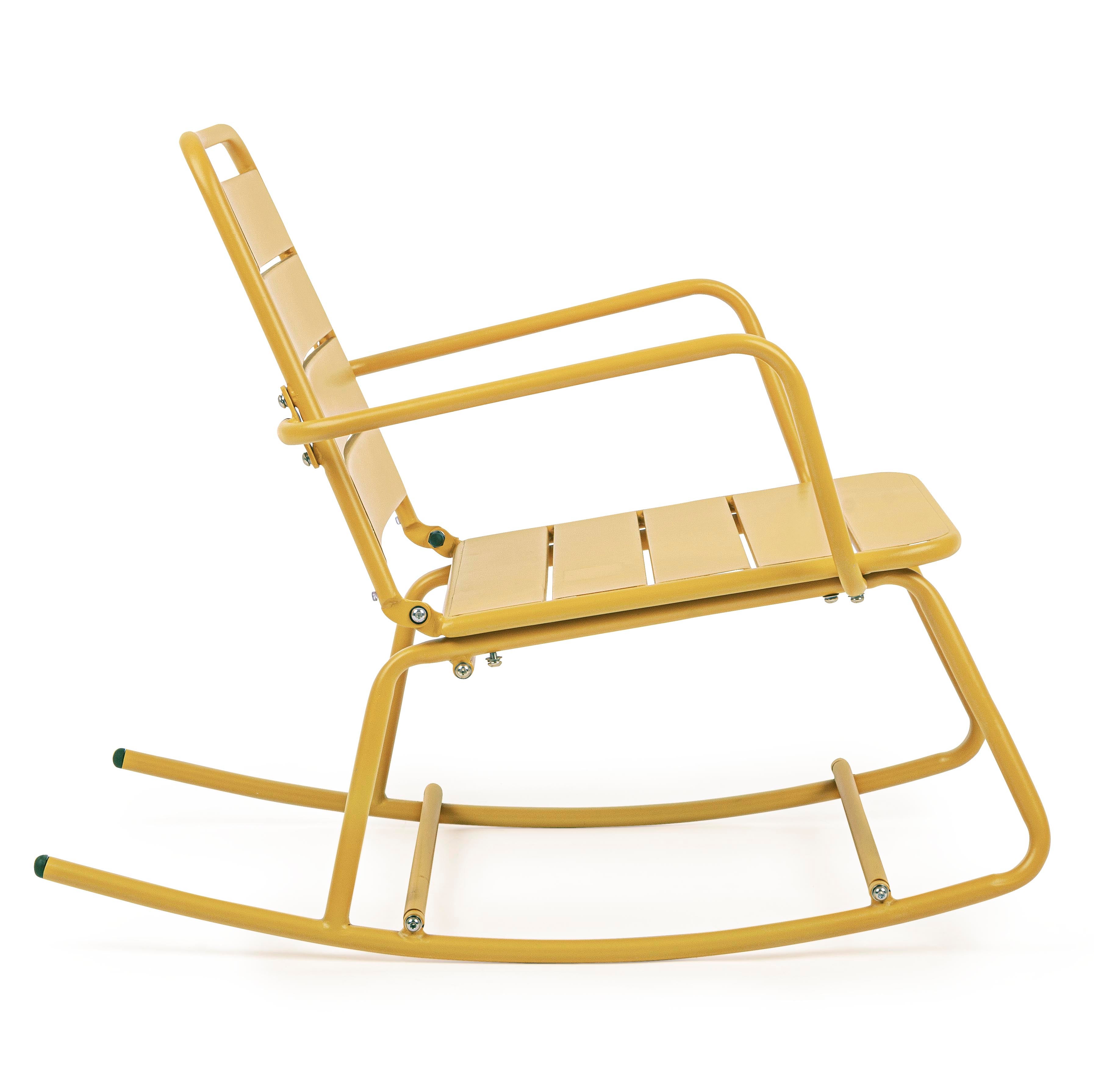 Fauteuil à bascule de jardin 63x90x74 cm en acier blanc - LAAPS - 4