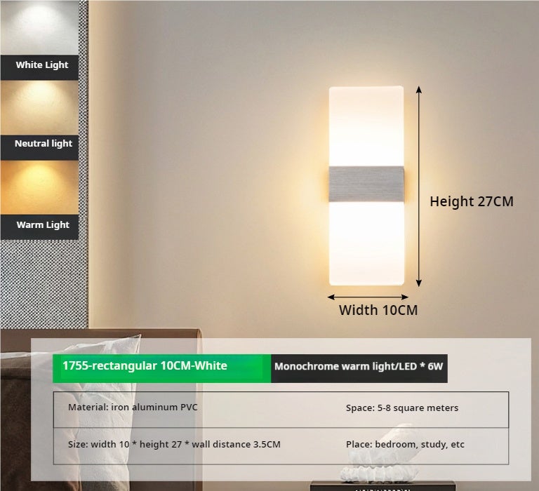 Aplique de pared moderno de 6 W arriba y abajo, 3 temperaturas de color ajustables, lámpara de pared LED para pasillo, dormitorio, pasillo - 2