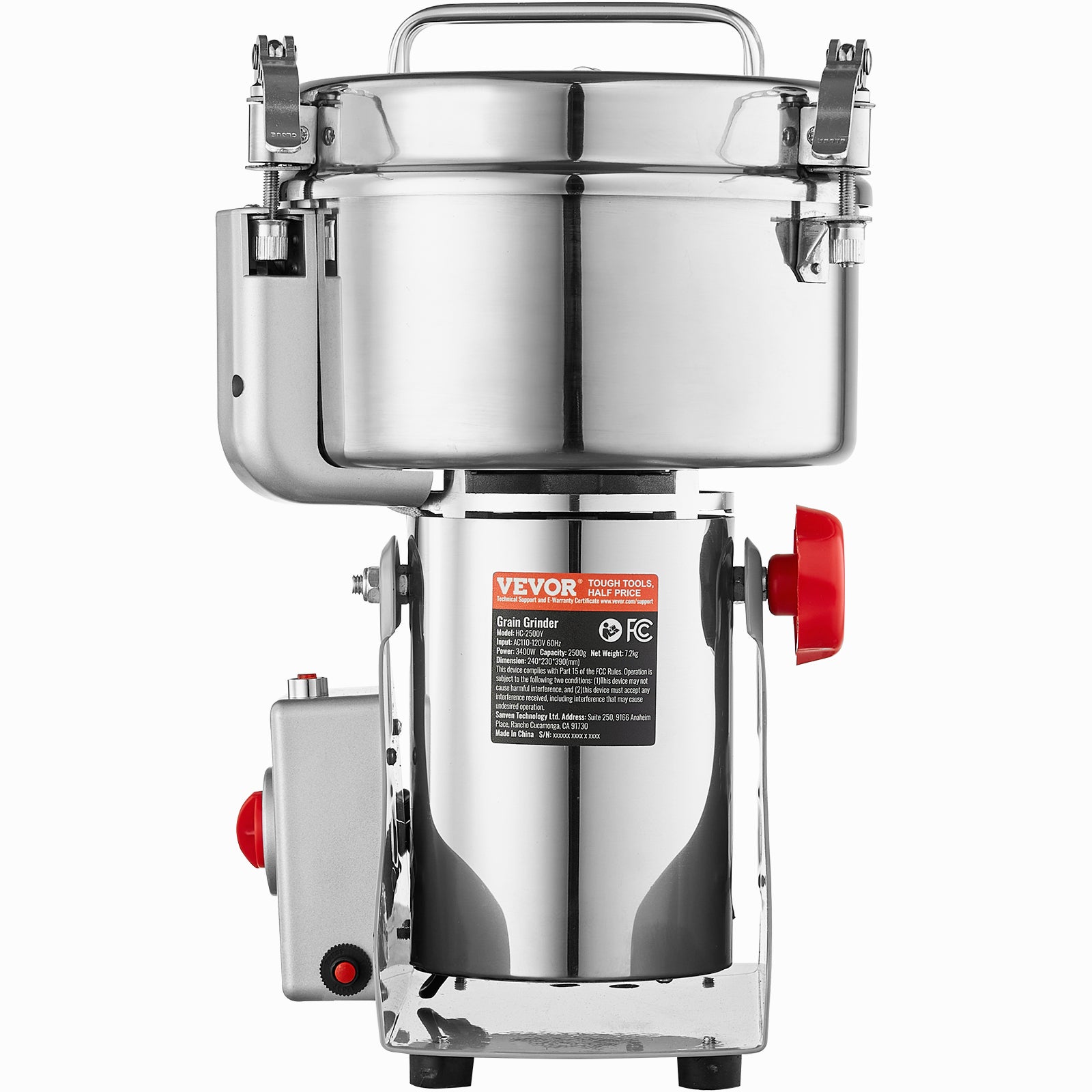 Moulin à épices électrique 2500g,VEVOR broyeur à grains commercial 3400W,acier inoxydable,vibrant,pour moudre rapidement les grains,le café - 9